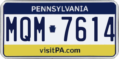 PA license plate MQM7614