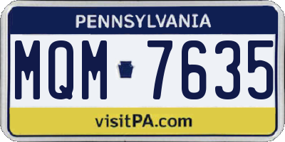 PA license plate MQM7635