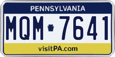 PA license plate MQM7641