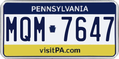PA license plate MQM7647