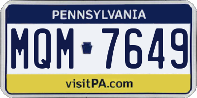 PA license plate MQM7649