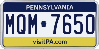 PA license plate MQM7650