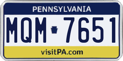 PA license plate MQM7651