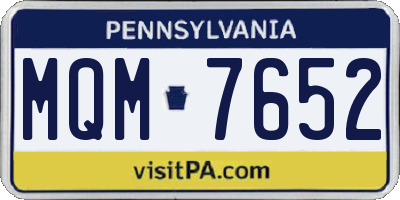 PA license plate MQM7652