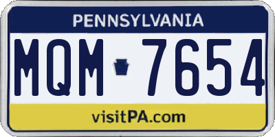 PA license plate MQM7654