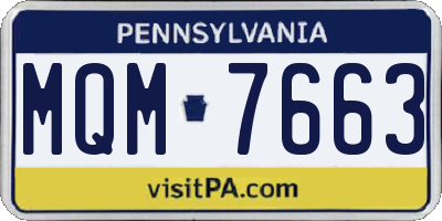 PA license plate MQM7663