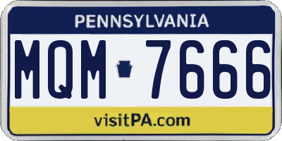 PA license plate MQM7666