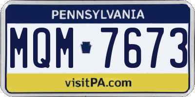 PA license plate MQM7673