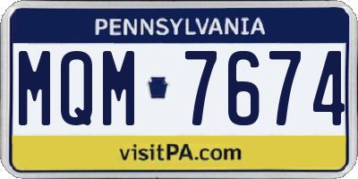 PA license plate MQM7674