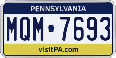 PA license plate MQM7693