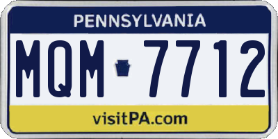 PA license plate MQM7712