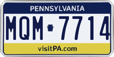 PA license plate MQM7714