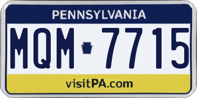 PA license plate MQM7715