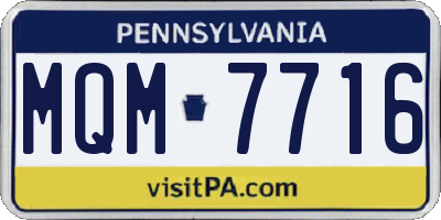 PA license plate MQM7716