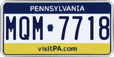 PA license plate MQM7718