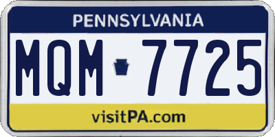 PA license plate MQM7725