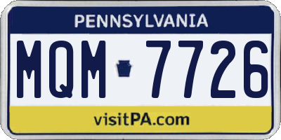 PA license plate MQM7726
