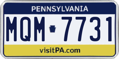 PA license plate MQM7731