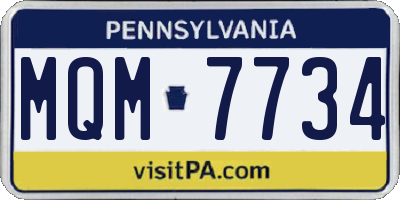 PA license plate MQM7734