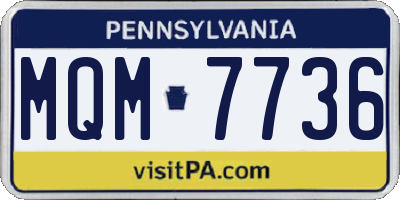 PA license plate MQM7736