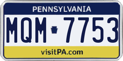 PA license plate MQM7753