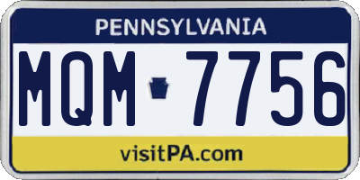 PA license plate MQM7756