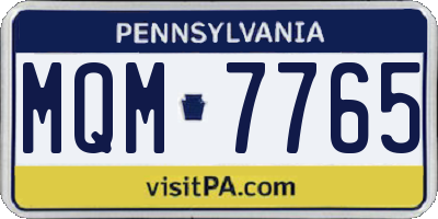 PA license plate MQM7765