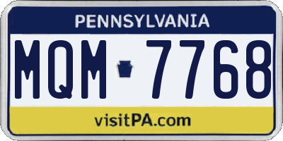 PA license plate MQM7768
