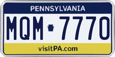 PA license plate MQM7770
