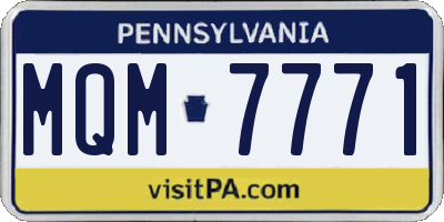 PA license plate MQM7771