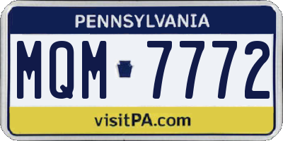 PA license plate MQM7772