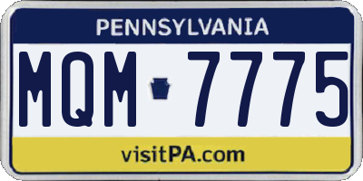 PA license plate MQM7775