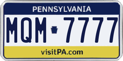 PA license plate MQM7777