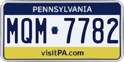 PA license plate MQM7782