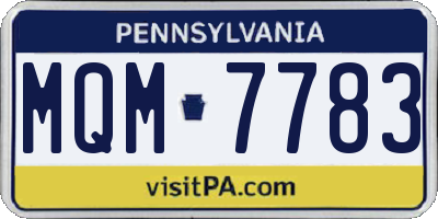 PA license plate MQM7783