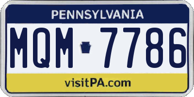 PA license plate MQM7786