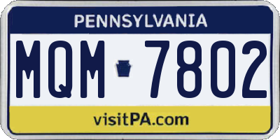PA license plate MQM7802
