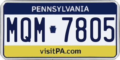 PA license plate MQM7805