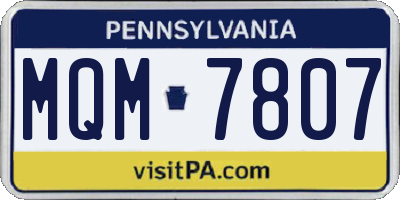 PA license plate MQM7807