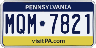 PA license plate MQM7821