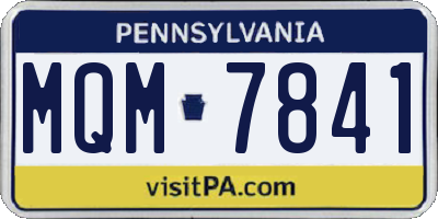 PA license plate MQM7841