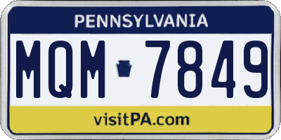 PA license plate MQM7849