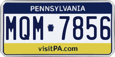 PA license plate MQM7856
