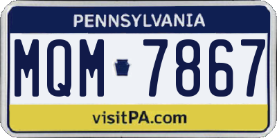 PA license plate MQM7867
