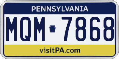 PA license plate MQM7868