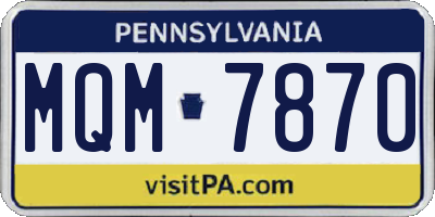 PA license plate MQM7870
