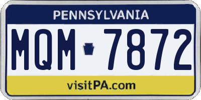 PA license plate MQM7872