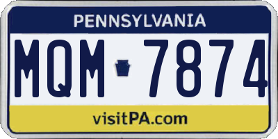 PA license plate MQM7874