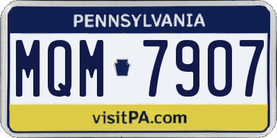 PA license plate MQM7907