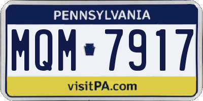 PA license plate MQM7917